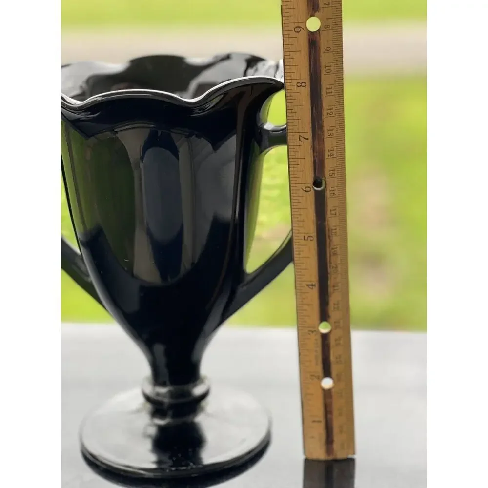 L.E. Smith Black Amethyst Glass Trophy Vase Spooner‎ Art Deco